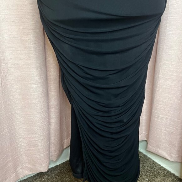 NWT Elegant SheinSxy L Black Ruched Maxi Dress Night Out Party Feminine Bodycore - Picture 9 of 16